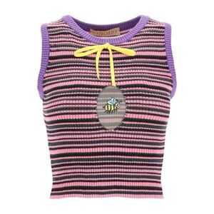 CORMIO Gloria Striped Knit Top with Bee Applique Women MULTICOLOUR T-Shirts &